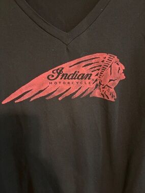 Indian Motorcycle Women’s Black V-Neck T-Shirt with Red Logo